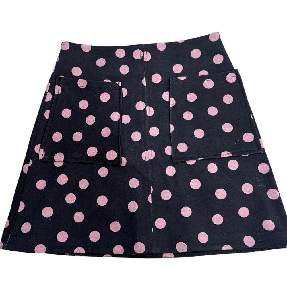 Maeve by Anthropologie Polka Dot A-Line Mini Skirt XS Pink & Black - EUC